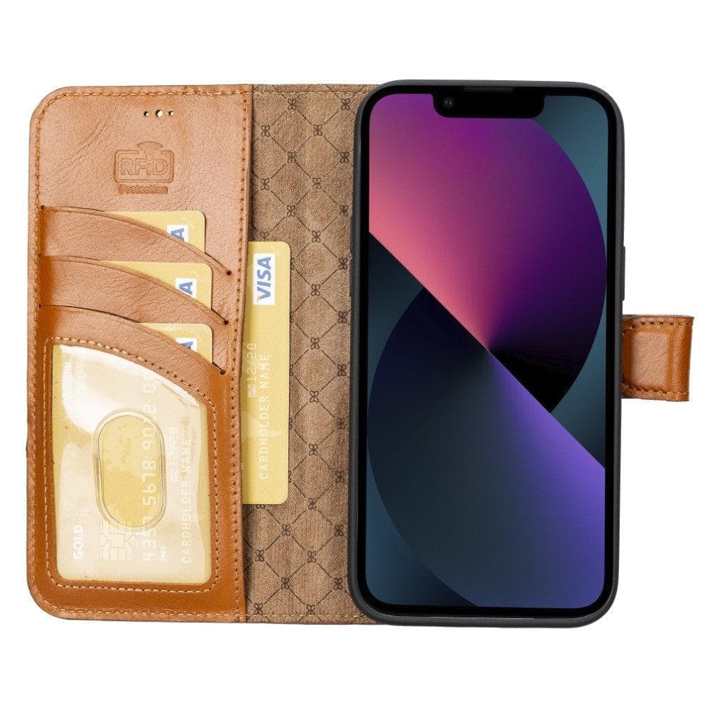 Apple iPhone 14 Series Detachable Leather Wallet Case Darker Color - MW-2