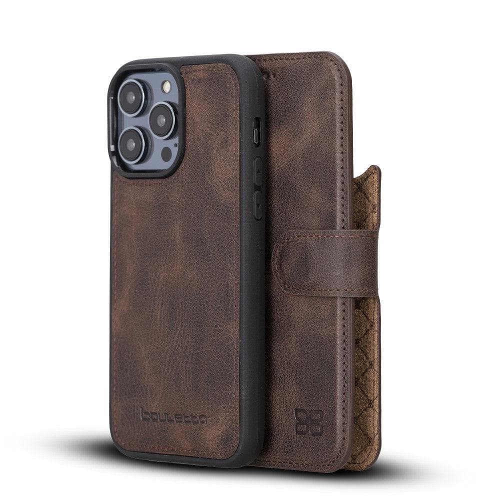 Apple iPhone 14 Series Detachable Leather Wallet Case Darker Color - MW-7