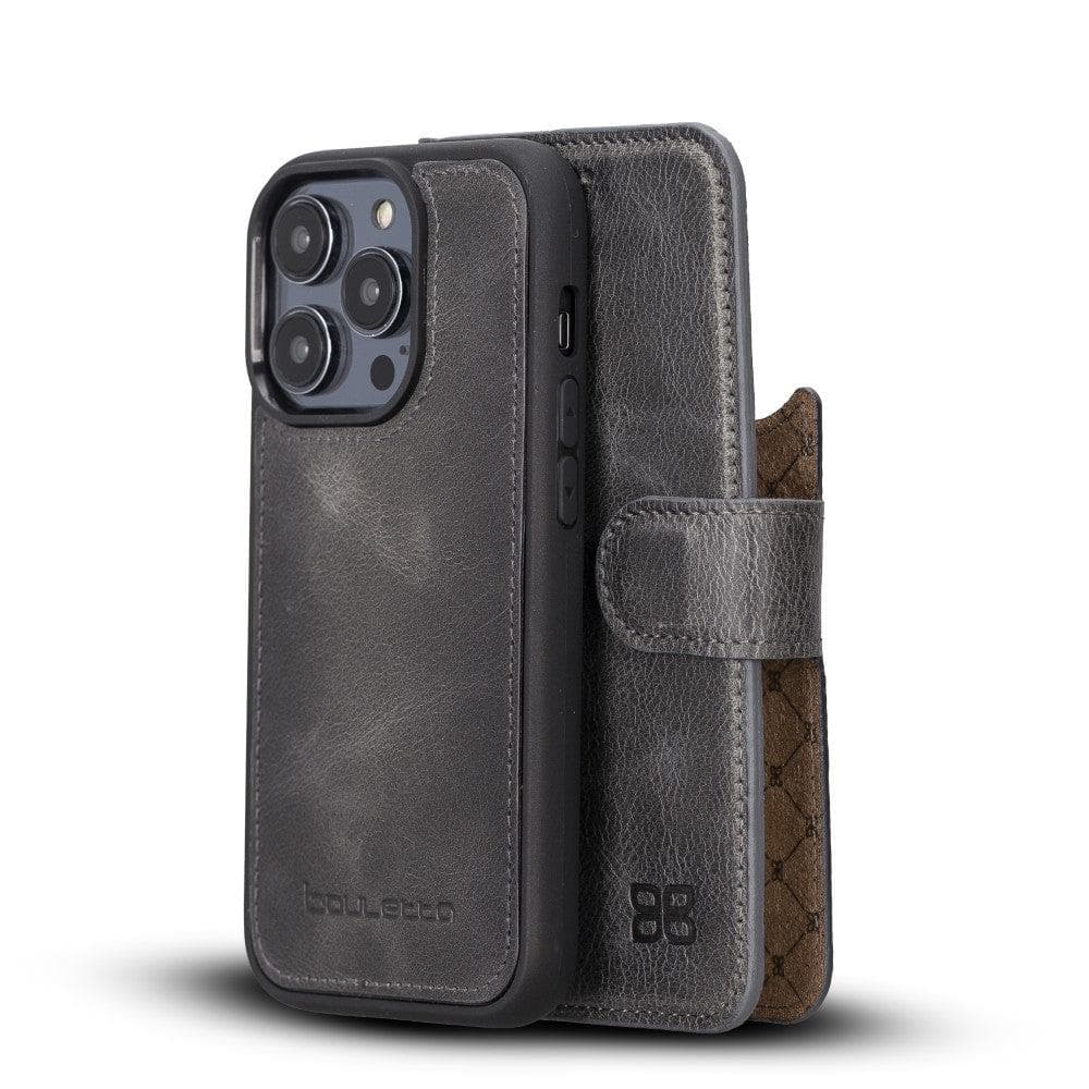 Apple iPhone 14 Series Detachable Leather Wallet Case Darker Color - MW-9